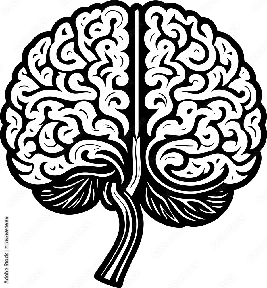 Fototapeta premium Minimalist Brain Vector Clean Line Art Icon for Science and Intelligence Concepts