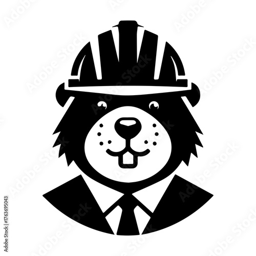 Engineer Beaver in Hard Hat: Professional Construction Mascot.