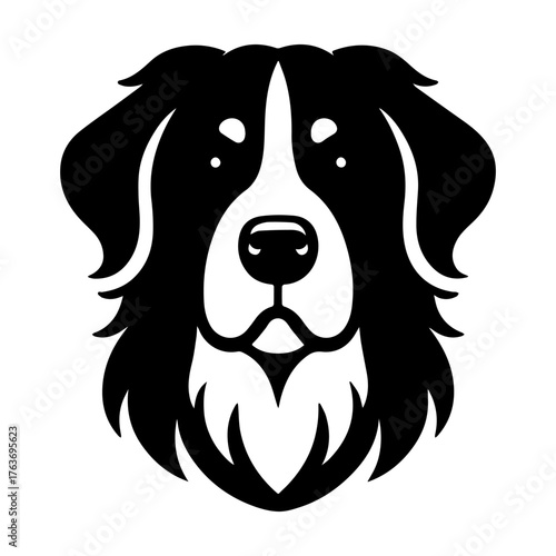 Bernese Mountain Dog Portrait: Majestic Canine Silhouette.