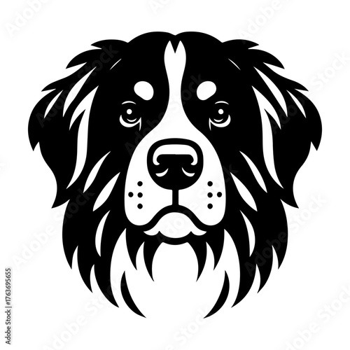 Bernese Mountain Dog Head Silhouette: Majestic Canine Portrait.