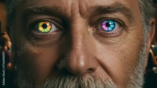 Heterochromia Iridescent Eyes of a Man: A Colorful Display of Genetic Diversity