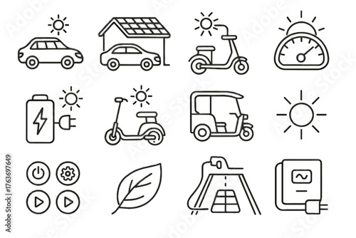 Charging icons road eco vector solar car power icon buttons leaf vehicle