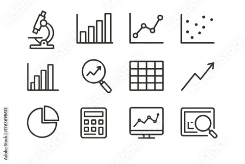 Data table scientific arrow vector visualization scatter research symbol icon histogram microscope
