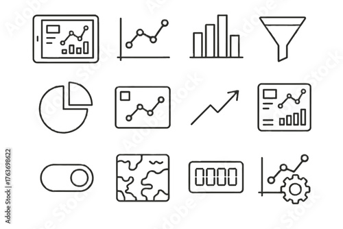 Line vector interactive settings tablet map toggle icon visualization chart graph dashboard