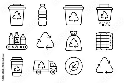 Symbol sign plastic container recycling vector eco icons sorting shredder icon