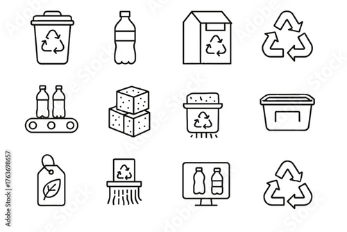 Collection monitoring arrows conveyor symbol vector point plastic icon container shredder waste