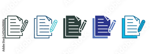 Script Icon Set Multiple Style Of