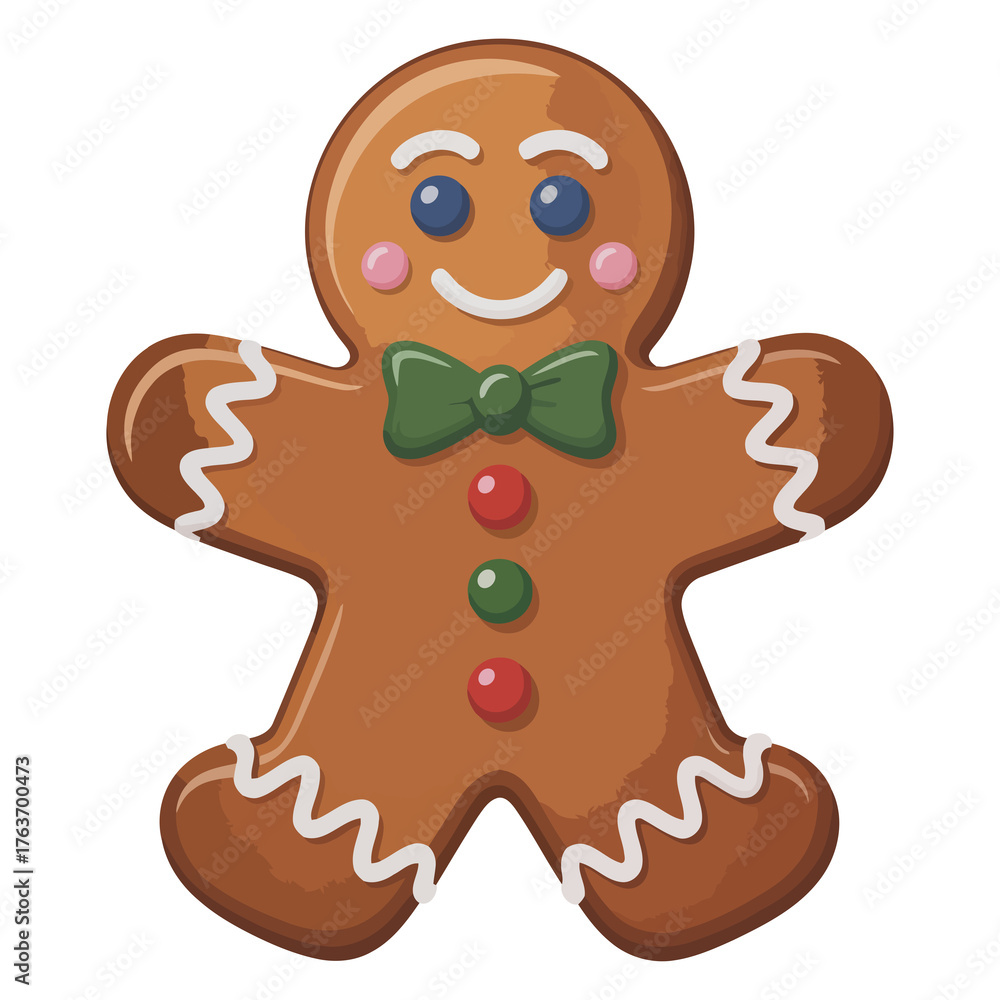 Obraz premium Gingerbread Man Cookie Cartoon with Transparent Background