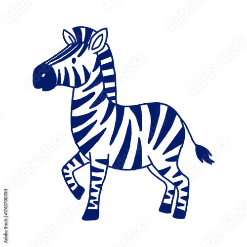 Illustration of hand drawn cute zebra illustration isolated on transparent background