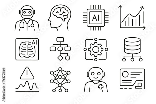 Brain chip assistant icon ai icons predictive vector anomaly diagnostics chart symbol