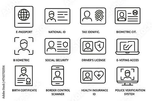 Birth tax id scanner vector card identity icon access national government