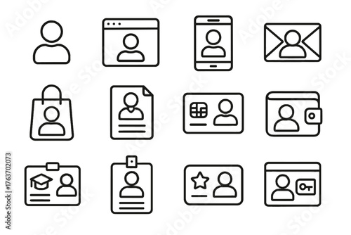 Digital wallet profile login vector email icons access icon id license identity