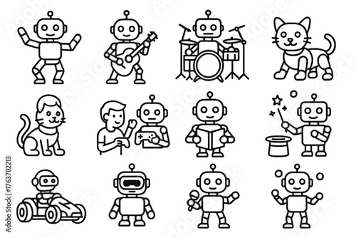 Drummer robotic personal toy vr robot icon icons racing robotics companion vector