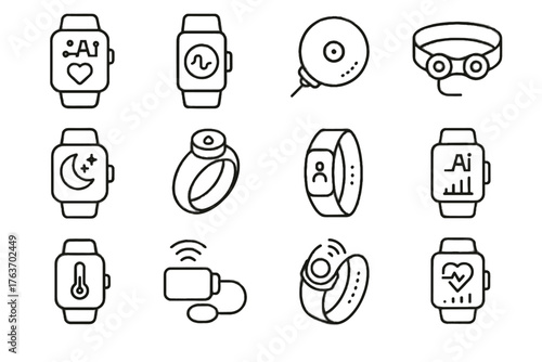 Sensor icon health wearables smart vector wristband saturation monitor ai predictive