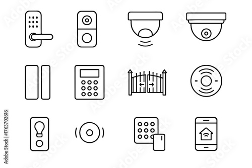 Detector video control home access sensor icon automation smart panic vector gate
