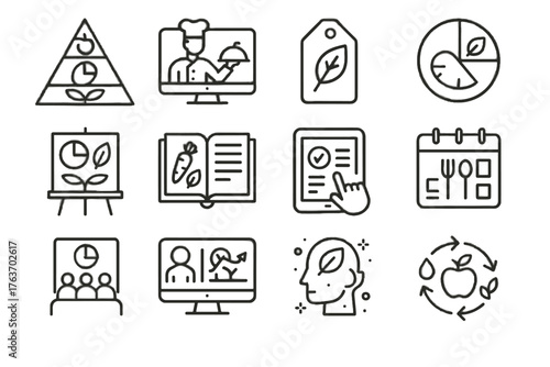 Food class cooking icons ai module meal nutrition lifecycle icon diet vector