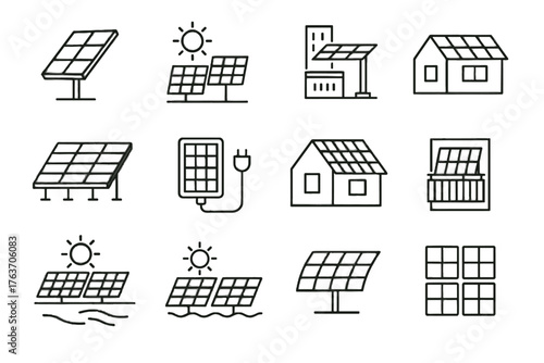 Icon solar desert panels urban field tiles vector commercial grid panel