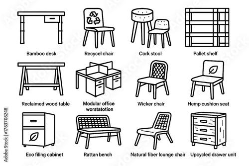 Wicker icon friendly reclaimed office stool vector unit upcycled eco drawer wood
