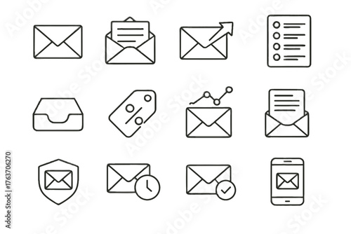 Envelope letter send icon inbox newsletter chart email tray marketing vector icons
