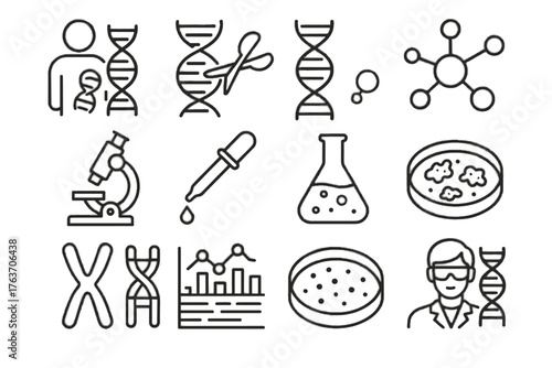 Vector icons microscope dish therapy innovation model flask icon culture gene genetic