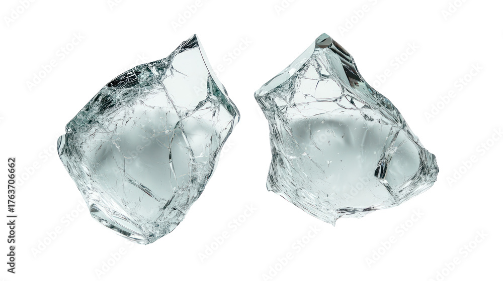 Obraz premium Two sharp ice shards isolated on transparent background