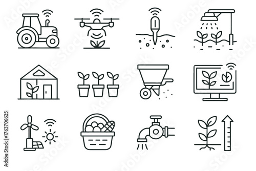 System irrigation pump icon water farming monitor vector iot station seedling crop