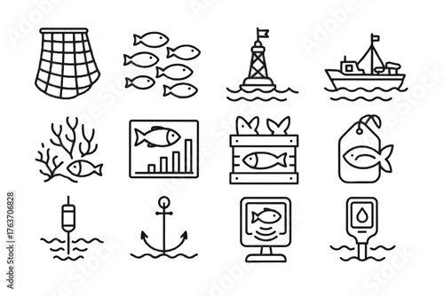 Icon icons fisheries quota sonar vector crate boat quality sustainable device buoy