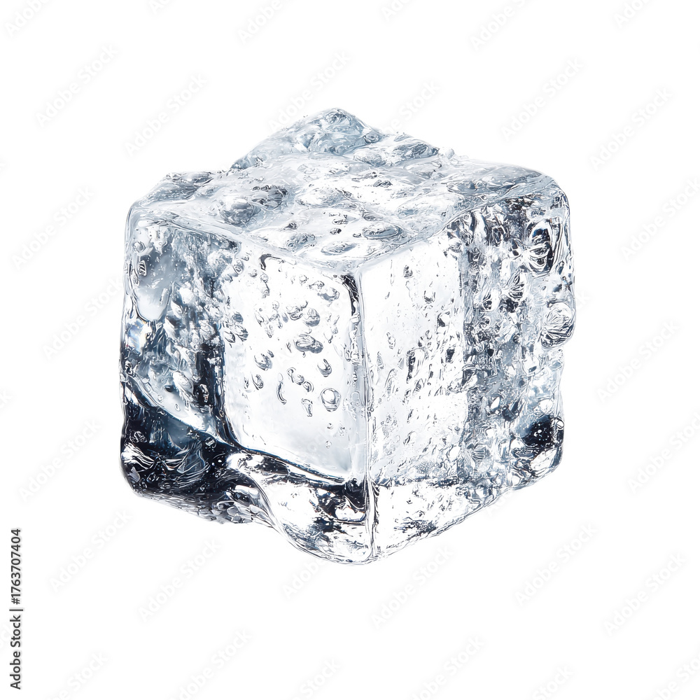 Obraz premium Clear ice cube on transparent bg