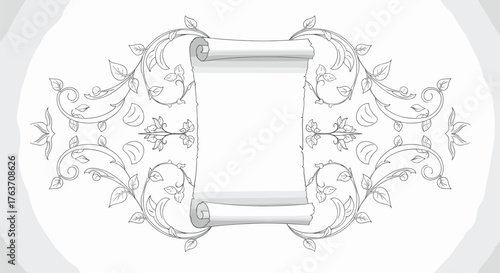 Elegant Scroll with Floral Ornaments - A Classic Design Element.