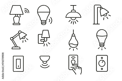 Light smart bulb vector icons desk floor icon dimmer switch lighting lamp