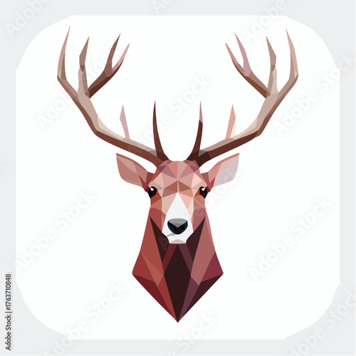 Geometric Stag Head Icon A Stylized Representation of a Majestic Deer
