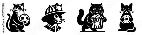 Cats in Various Professions and Activities.