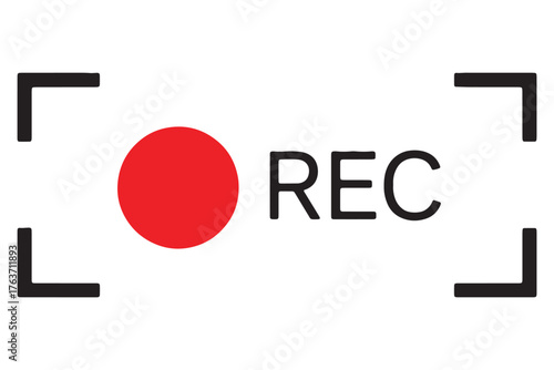 Recording symbol isolated on white background indicates active recording, signaling that audio or video is being captured for documentation or surveillance purposes vector illustration