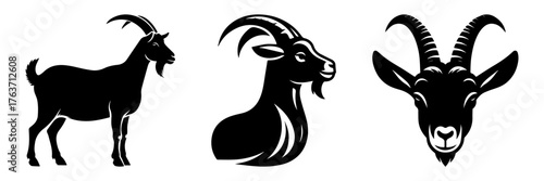 Goat Silhouettes: A Collection of Black and White Illustrations.