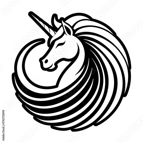A filled style icon representing a unicorn symbol