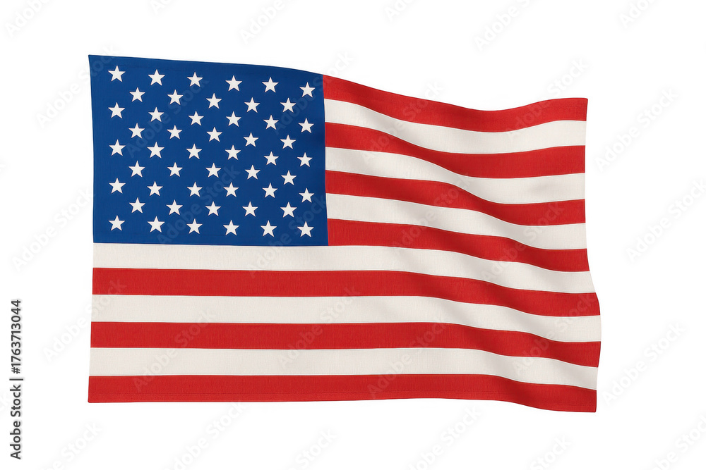 Obraz premium American flag, also known as old glory, waving and displaying its stars and stripes. The background is transparent