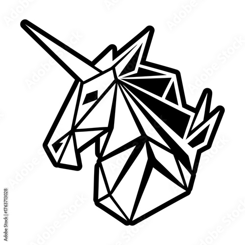 A glyph style icon showing a unicorn mascot