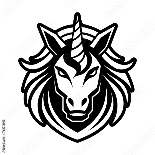 A glyph style icon showing a pegacron head