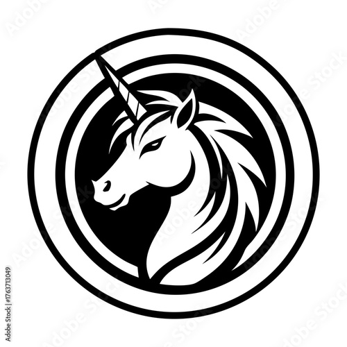 Glyph style icon showing a pegacron symbol