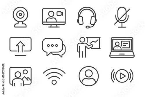 Sharing internet button connection icon call icons online chat mic laptop conference