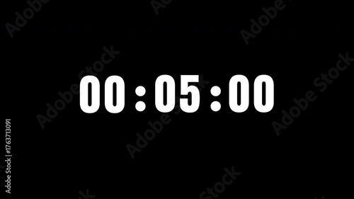 Digital Countup Clock Timer from 0 to 1 Minute | White Text on Black Background | 4K Motion Video