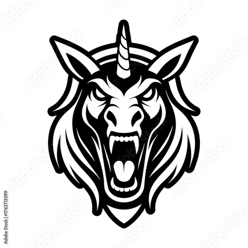 A filled style icon representing a unicorn symbol