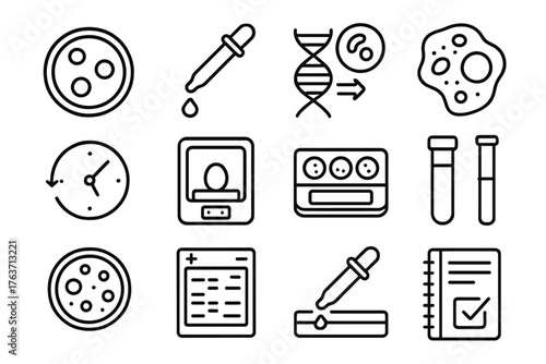 Log icons experiment agar petri specimen transfer icon dish biological electrophoresis tray