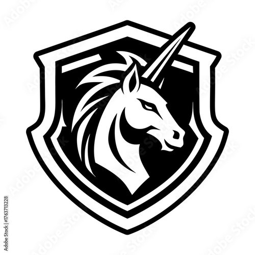 Glyph style icon showing a unicorn head