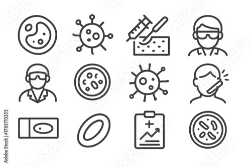 Culture pathology symptom bacteria icon grid vector lab technician symbol biopsy diagnosis