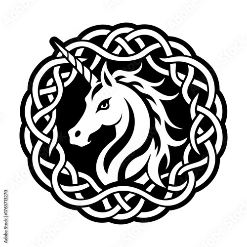 A glyph style icon showing a pegacron head