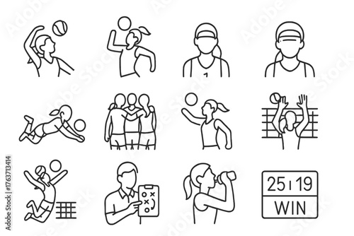 Hydration volleyball motion spike ponytail huddle women team strategy vector win s