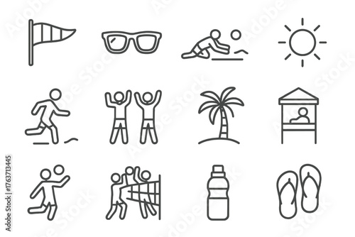 Celebration dig icon volleyball sunglasses icons wind vector beach background break tent