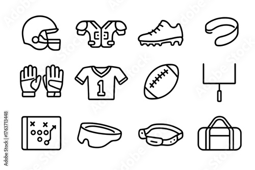 Bag icons helmet football vector pads visor icon american cleats strap shoulder