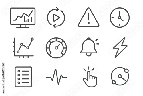 Vector icon time system analytics alert live real pulse latency data gauge